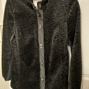 CAbi Black Teddy Jacket with Gray Accents